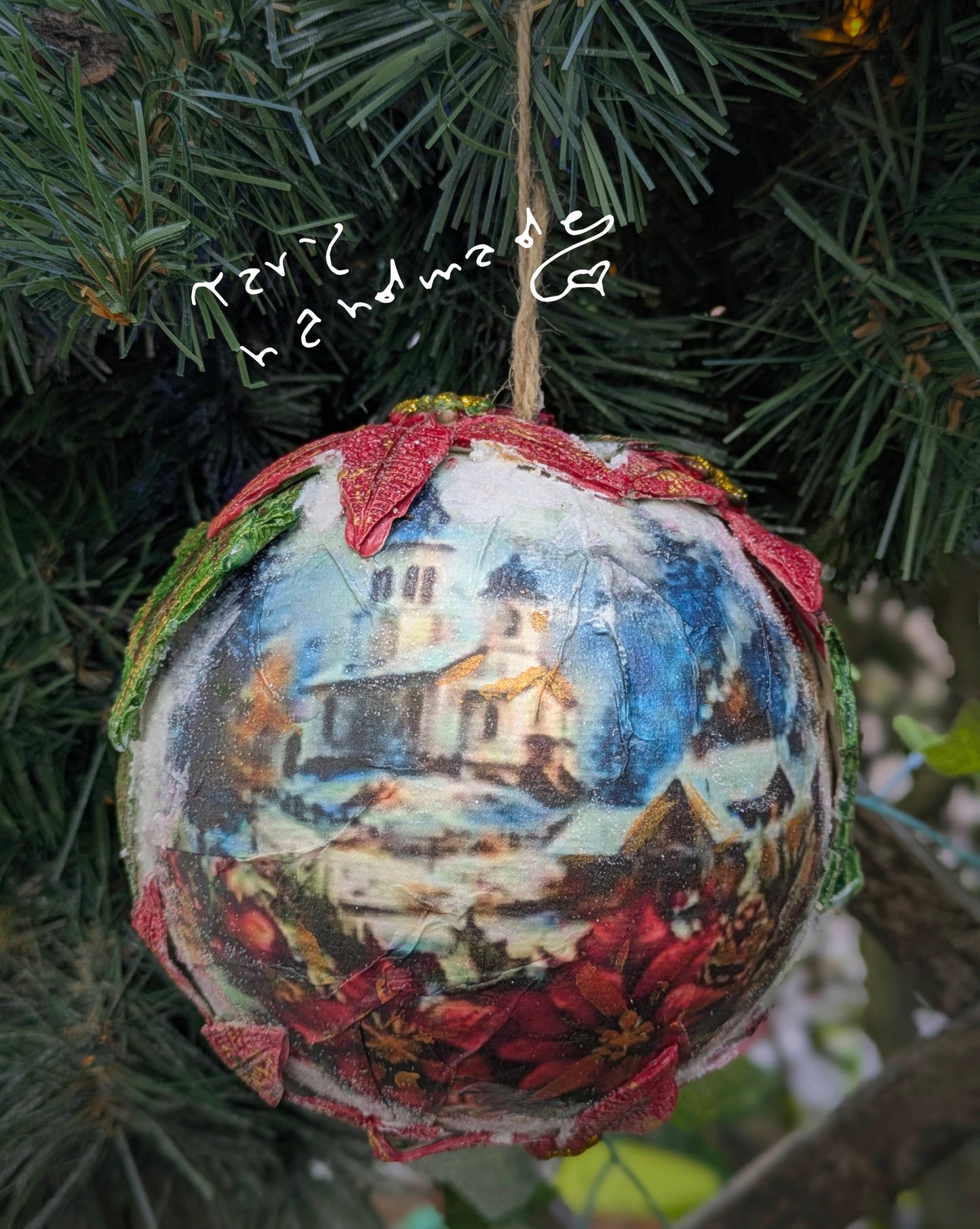 ✨ Sfera Natalizia "Christmas Carol" – Paesaggio Innevato & Stelle di Natale