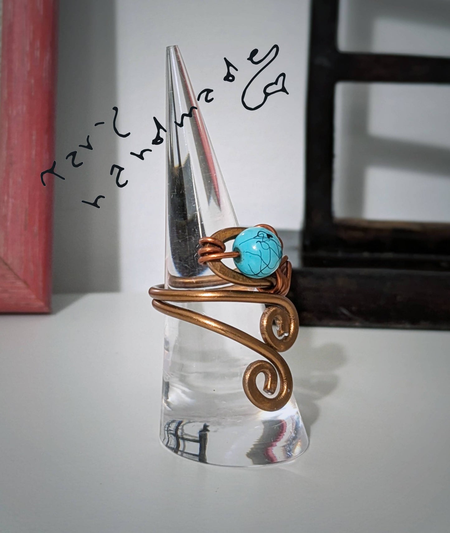Spiraluna - Anello in alluminio con doppia spirale e pietra naturale/cristallo