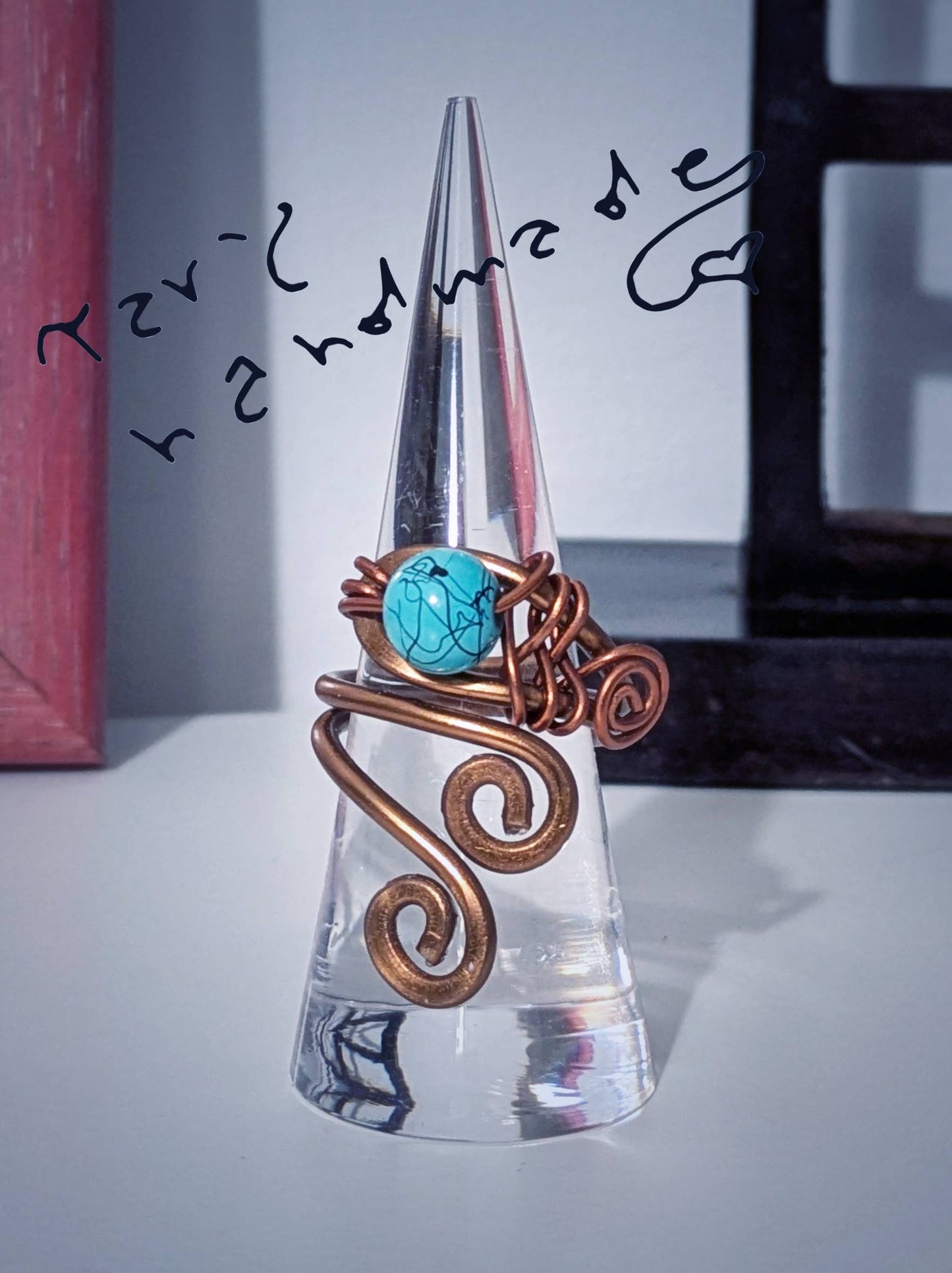Spiraluna - Anello in alluminio con doppia spirale e pietra naturale/cristallo