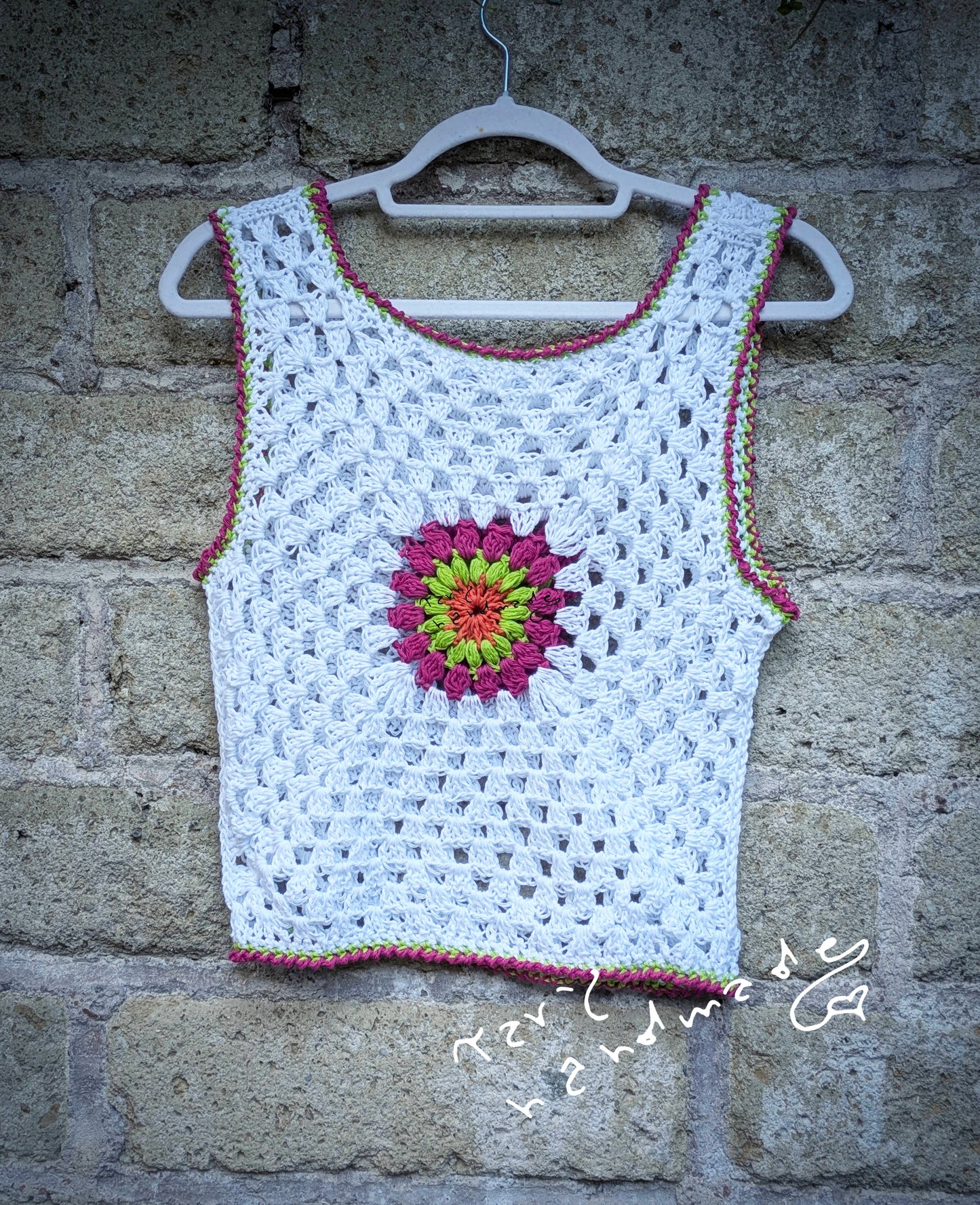 Canotta Crochet “Flower Bloom” in Cotone 100%