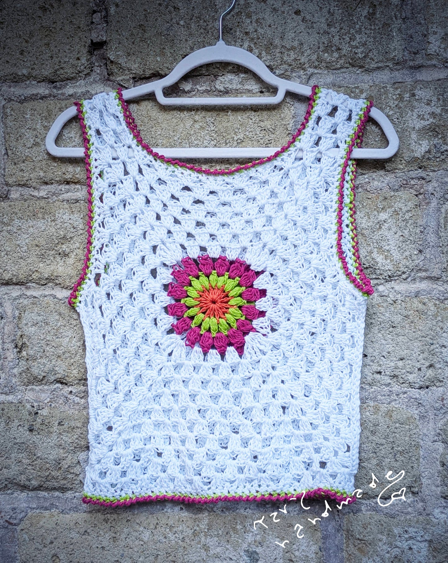Canotta Crochet “Flower Bloom” in Cotone 100%
