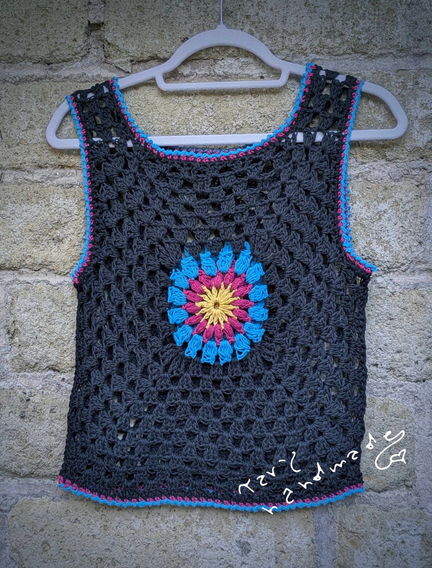 Canotta Crochet “Flower Bloom” in Cotone 100%