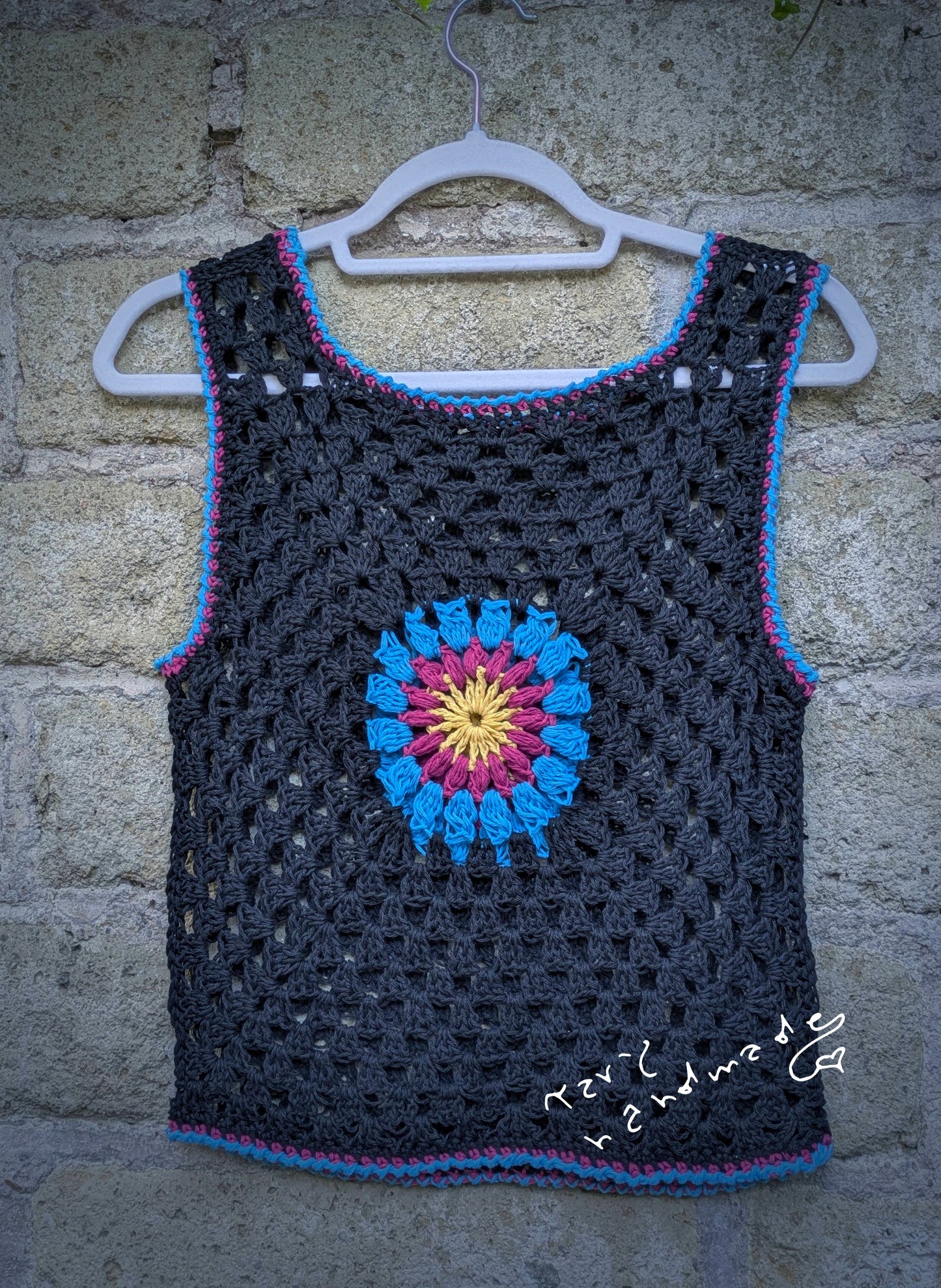 Canotta Crochet “Flower Bloom” in Cotone 100%