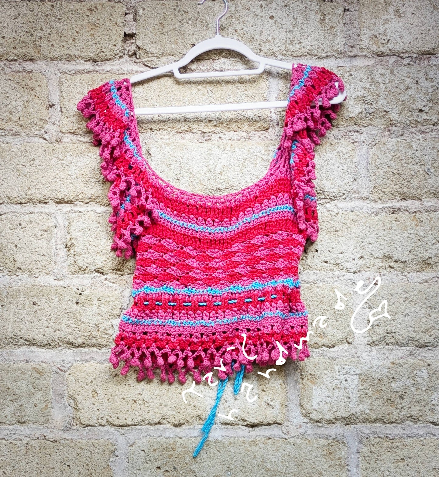 Ali di Zefiro – Top Boho a Crochet con Coulisse e Alette Fatate