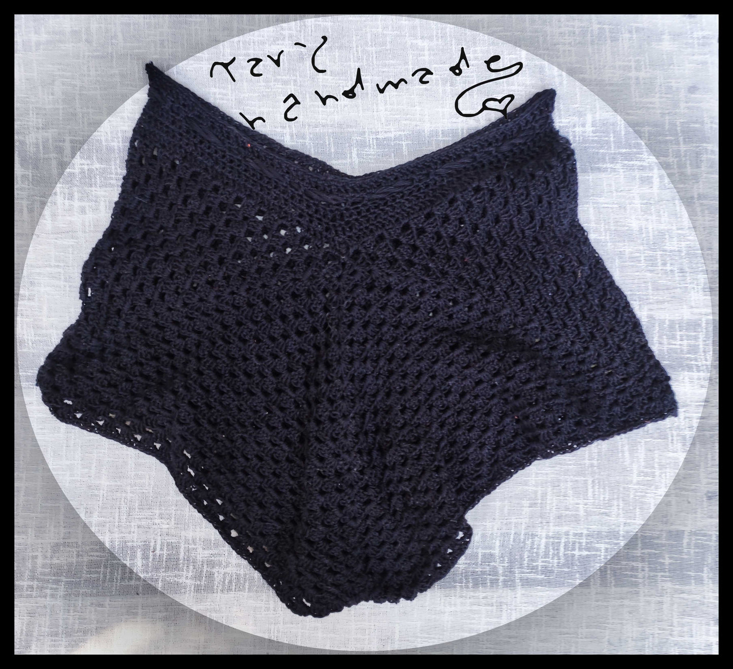 Short Granny Nero – Pantaloncino Boho in Cotone con Coulisse