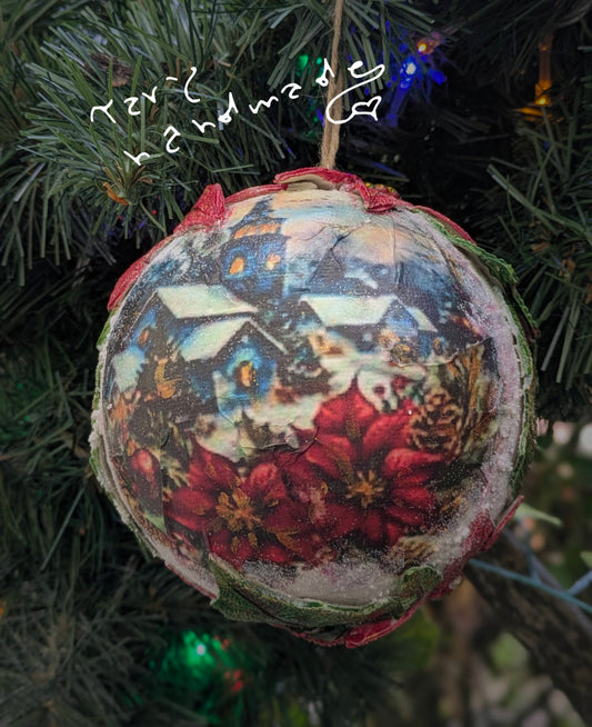 ✨ Sfera Natalizia "Christmas Carol" – Paesaggio Innevato & Stelle di Natale