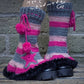 Nebbie Ribelli – Scaldamuscoli Fairy/Goth a Crochet con Rifiniture Pelliccia, Coulisse