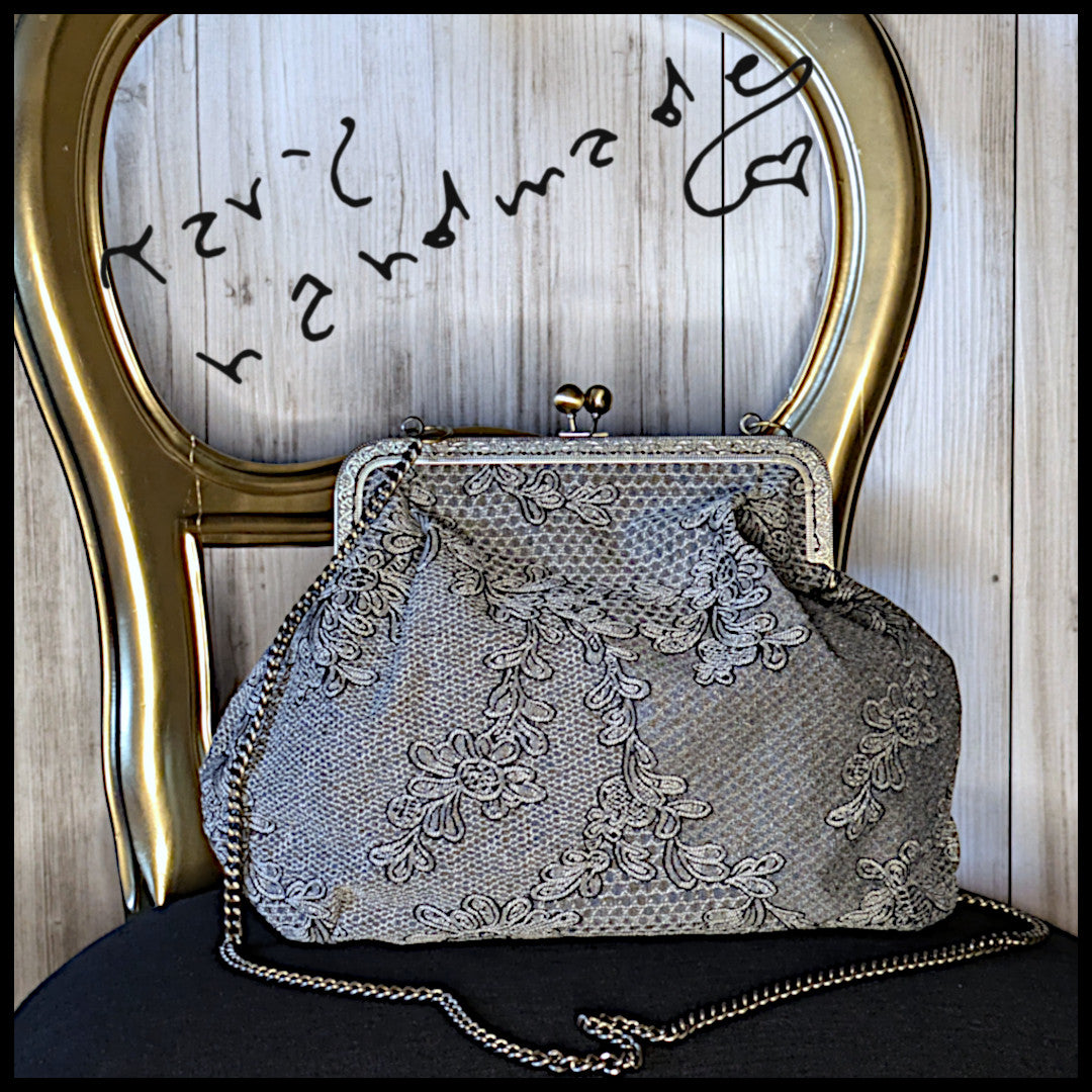 Ombra Barocca – Borsa Gothic in Tessuto Gobelin Nero ed Ecrù