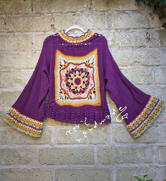 Mandala Inverno – Maglia Boho-Grunge in Lana con Dettagli Crochet