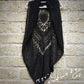 Mandala Nocturne – Gilet Lungo Crochet in Cotone Nero