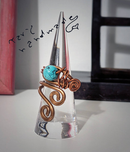 Spiraluna - Anello in alluminio con doppia spirale e pietra naturale/cristallo