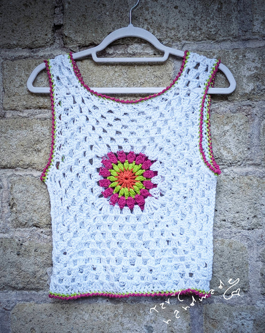 Canotta Crochet “Flower Bloom” in Cotone 100%