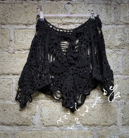 Rete di Ombra – Gonna Gotica in Cotone con Mandala a Punta