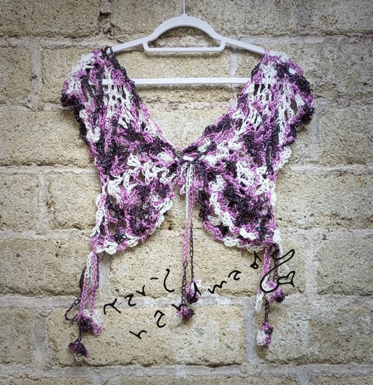 Ali di Nebbia – Gilet Farfalla Fairy a Crochet con Riflessi Iridescenti